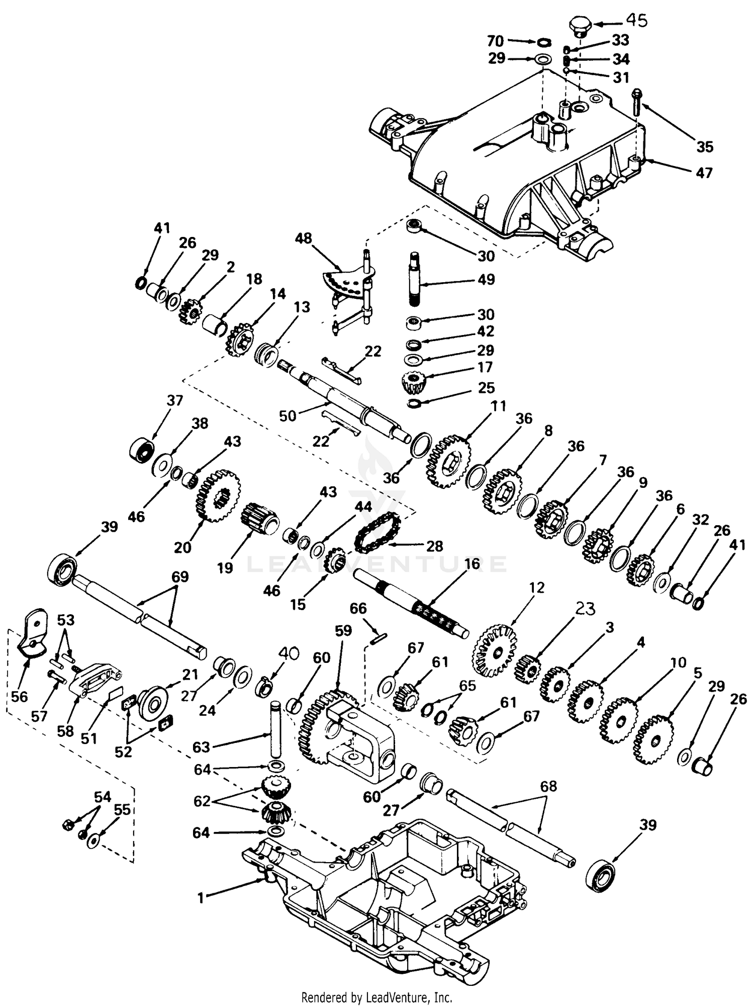 Transaxle-Gear Drive-S/N 70001 & Up