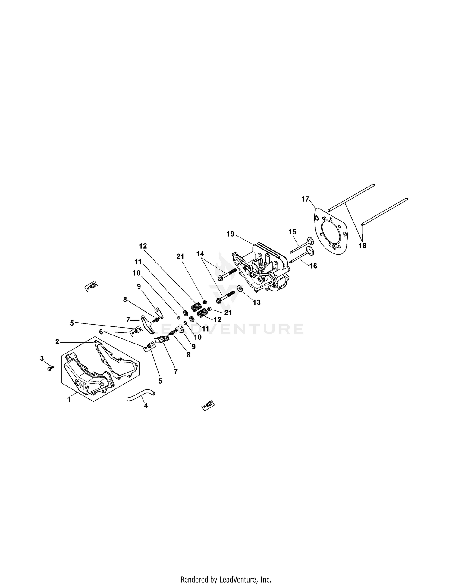 Kohler SV540-3219 Cylinder Head, Valves & Breather
