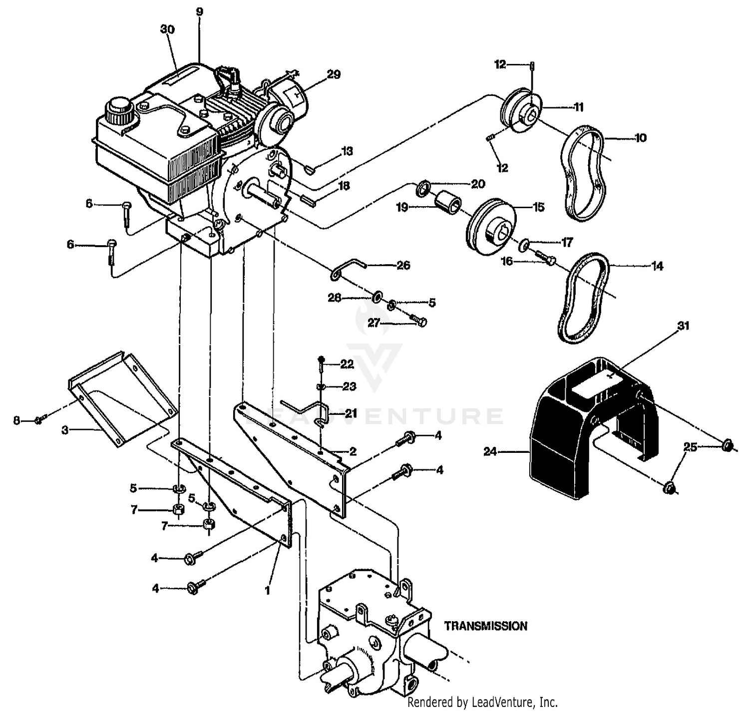 ENGINE, PULLEYS & BELTS