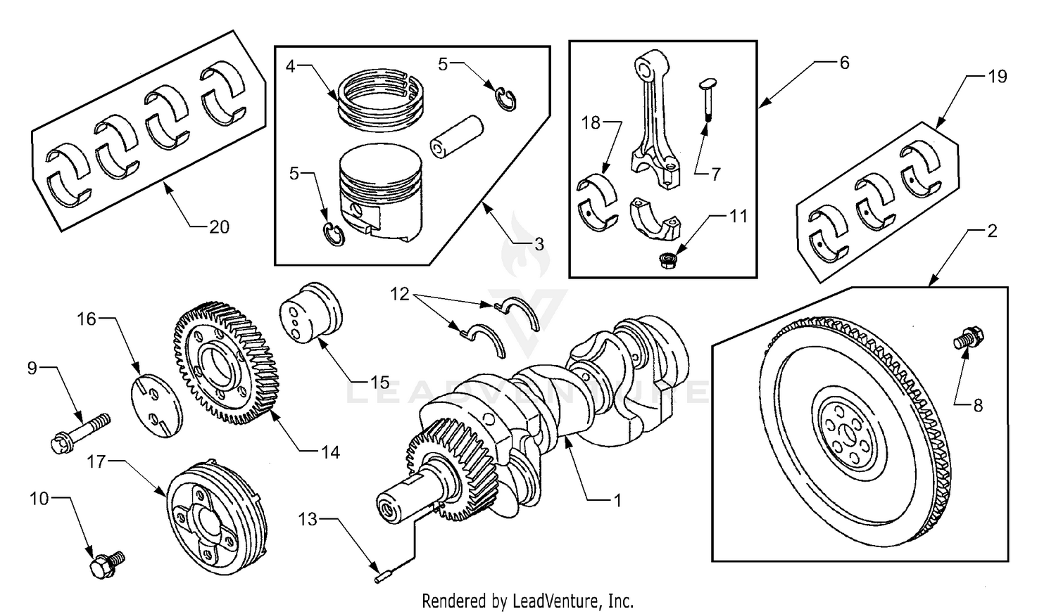 Crankshaft, Pistons & Flywheel