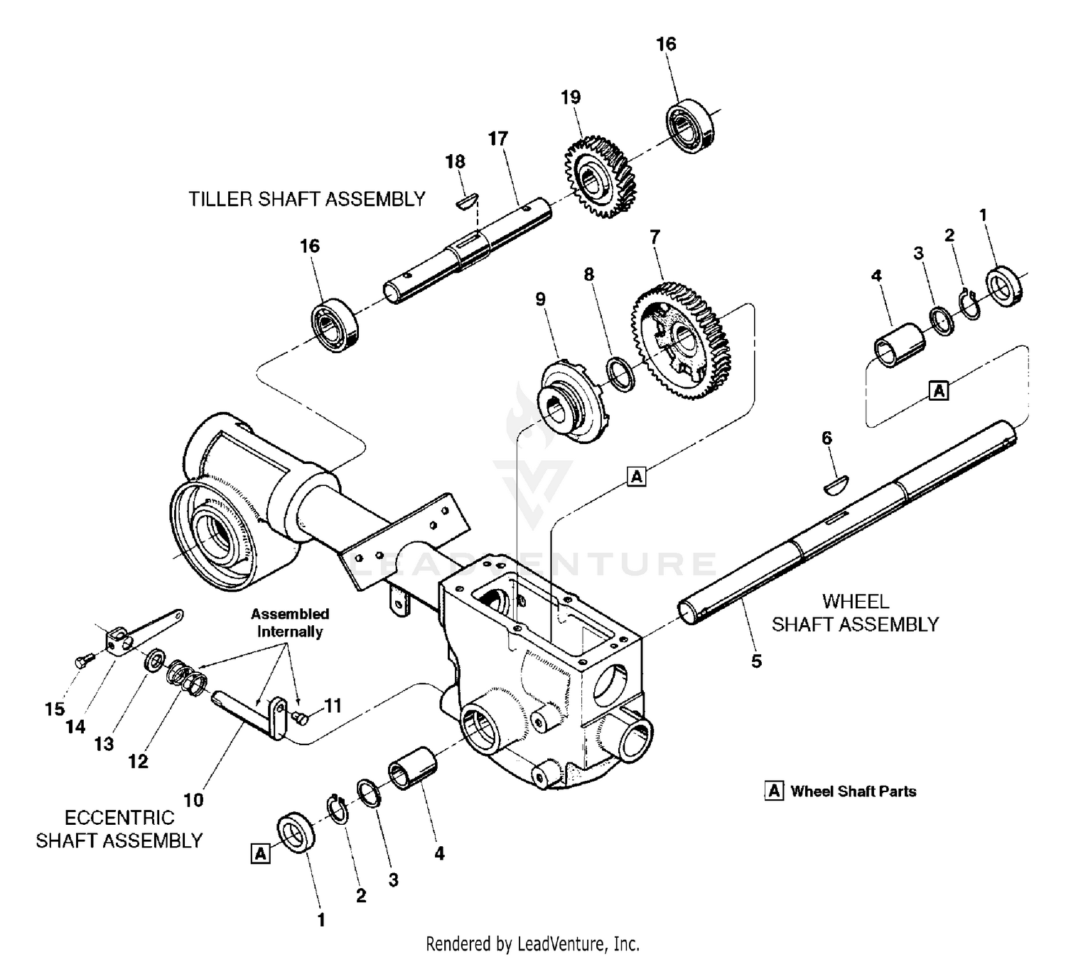 Wheel Shaft, Eccentric Shaft And Tiller Shaft Assemblies