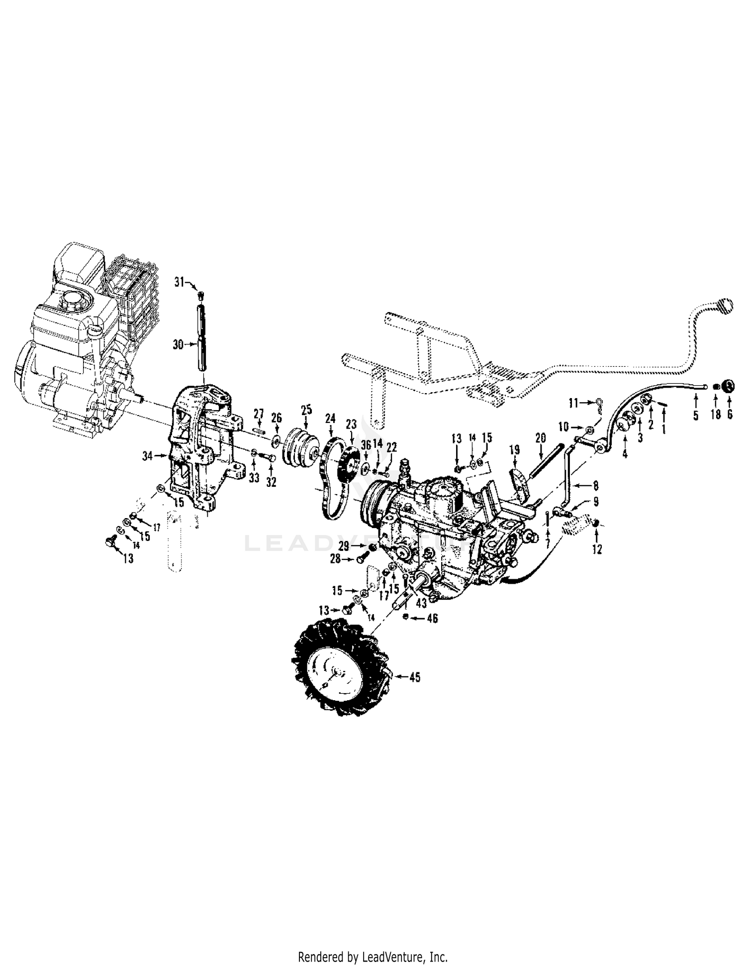 Wheel Speed Lever, Belt Drive System, Engines, Wheels
