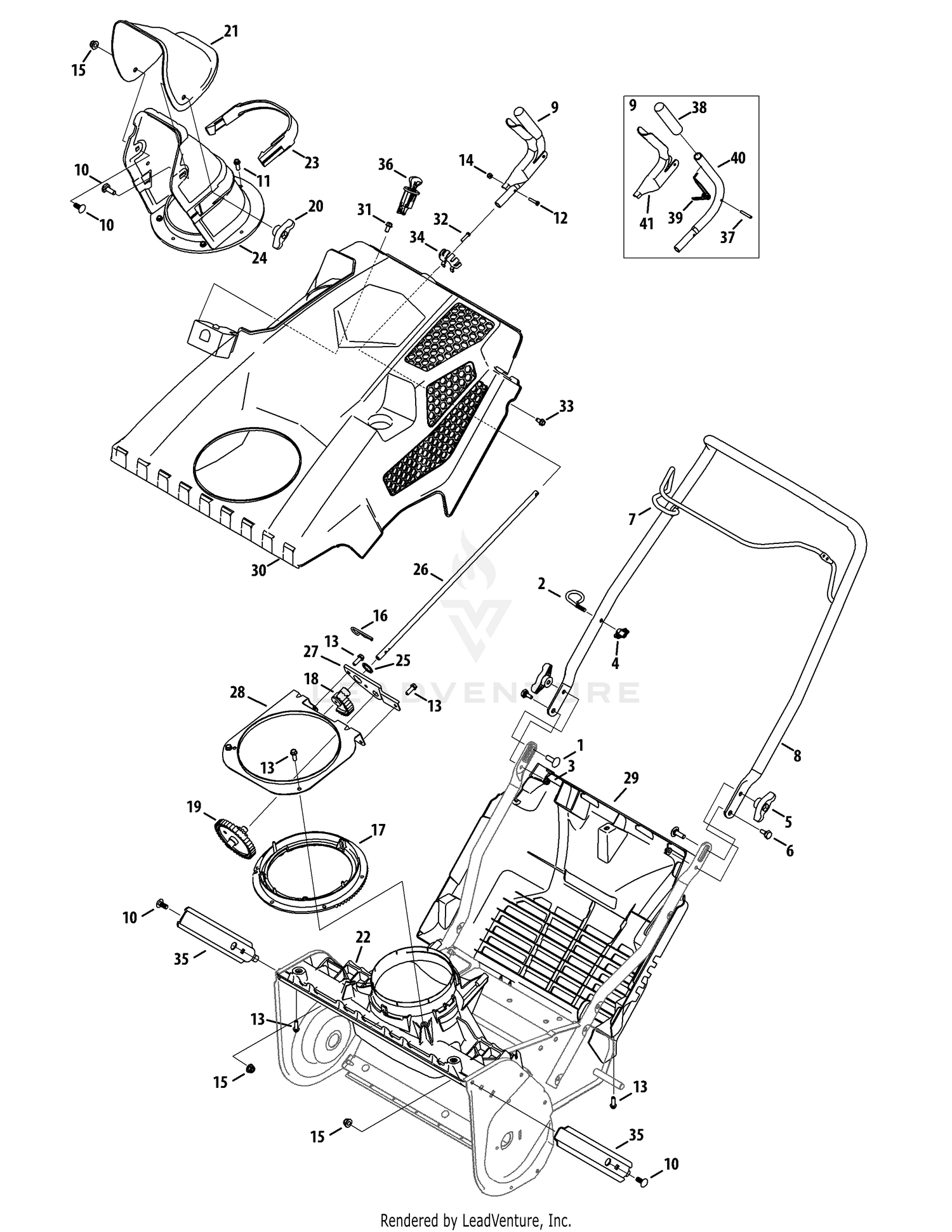 Shroud, Chute, & Handle