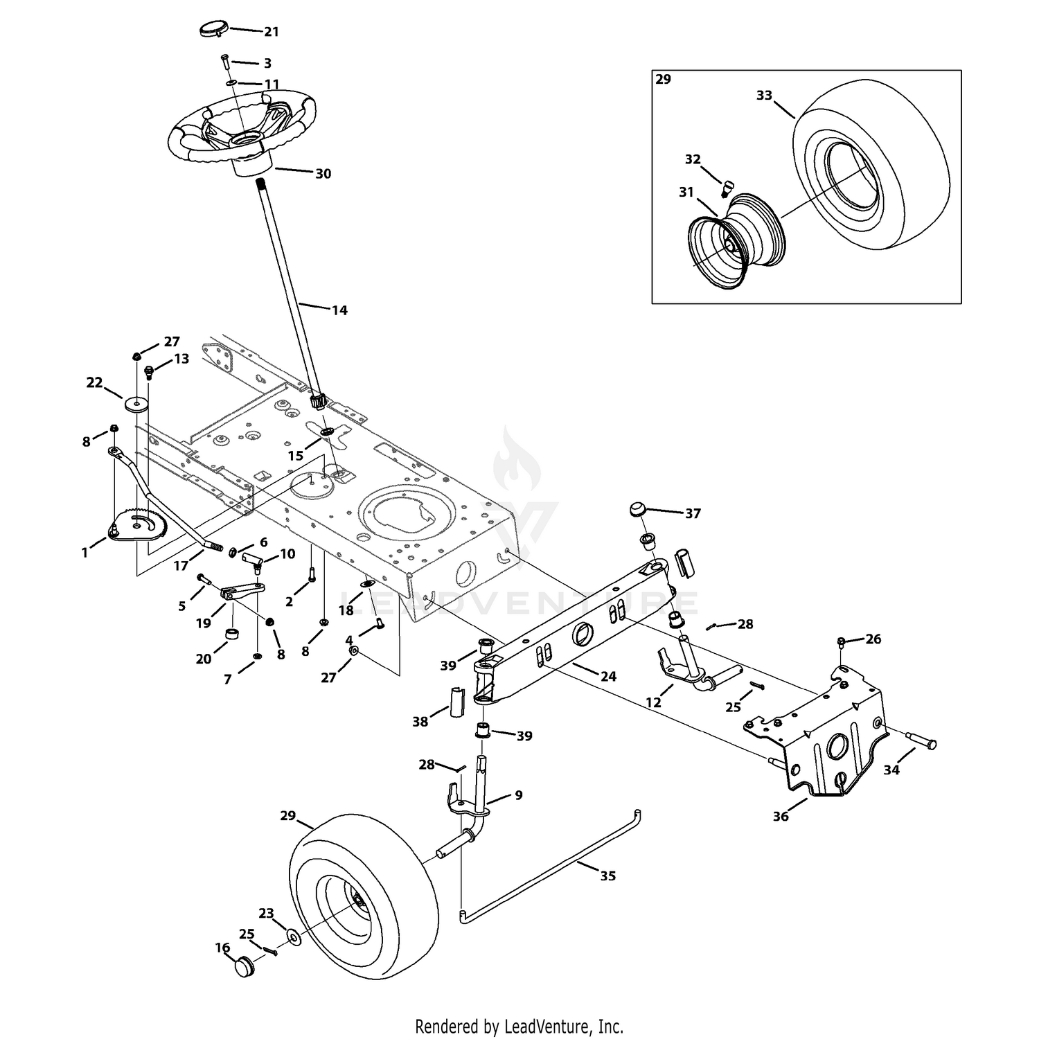 Troy Bilt 13WN77KS011 Pony 2013 Steering Assembly