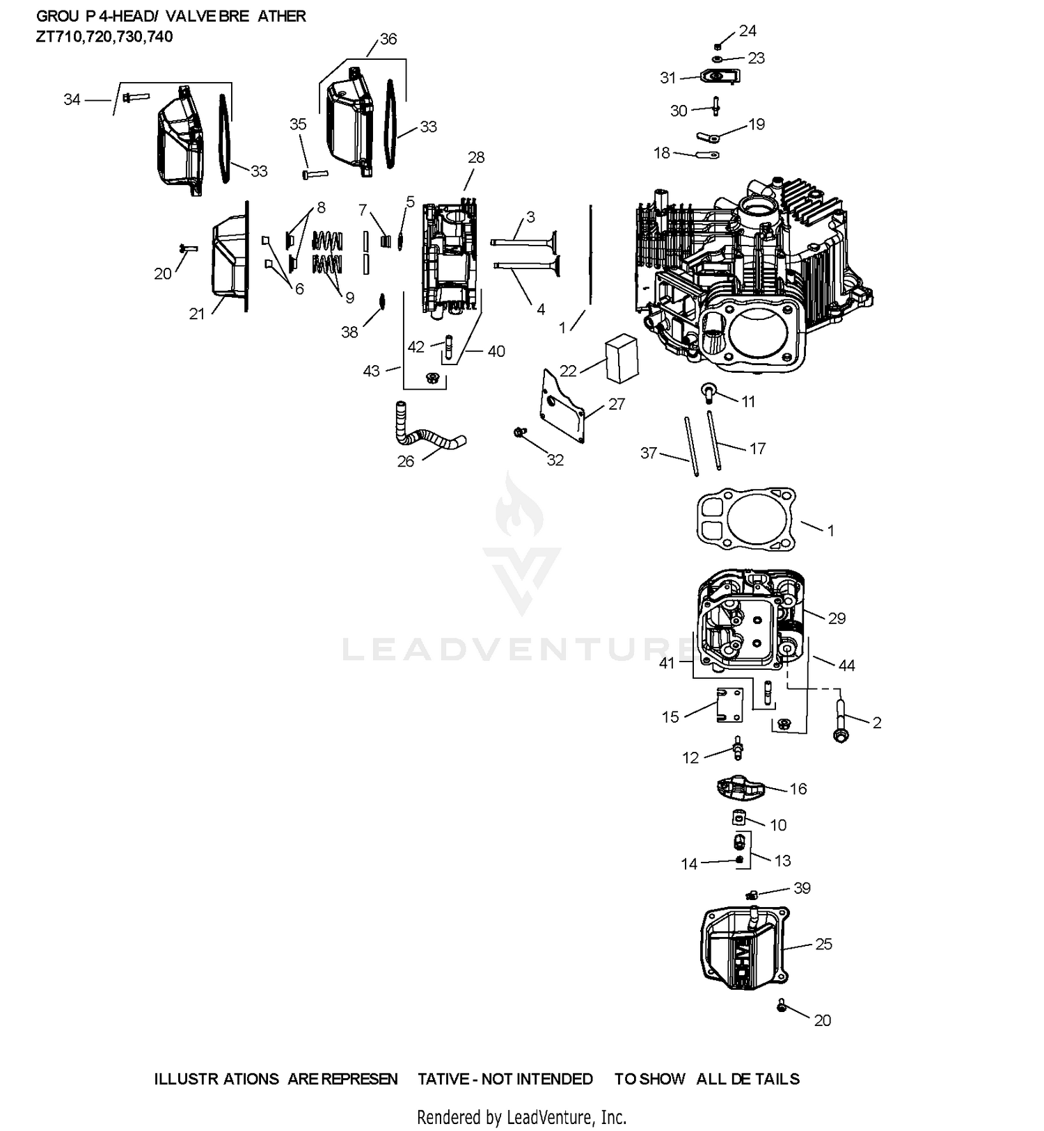 ZT740-3064 CylinderHead & Breather