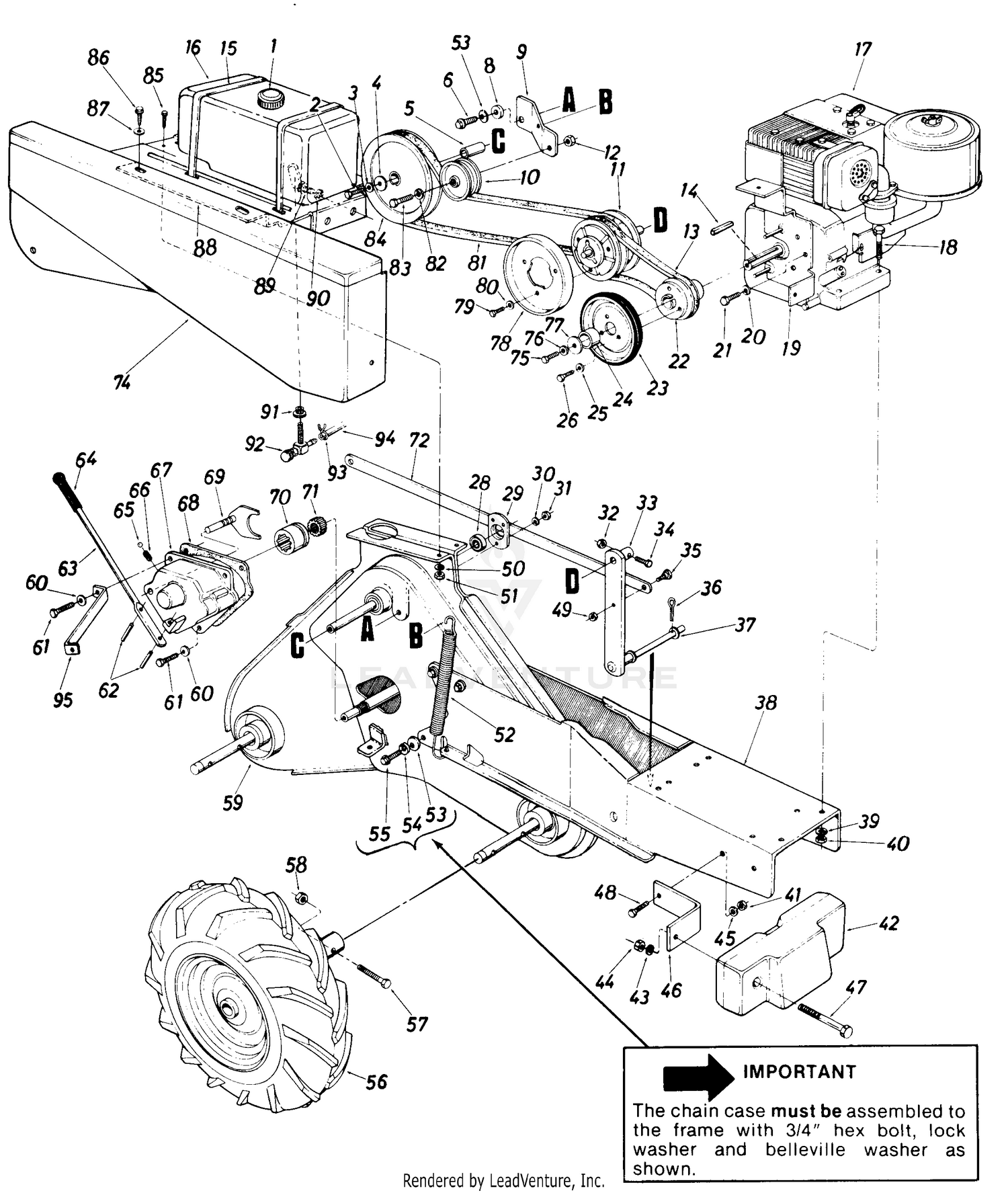 Cub Cadet 412213 8 H.P. Rear Tine Tiller (1983 HM) Belts & Pulleys