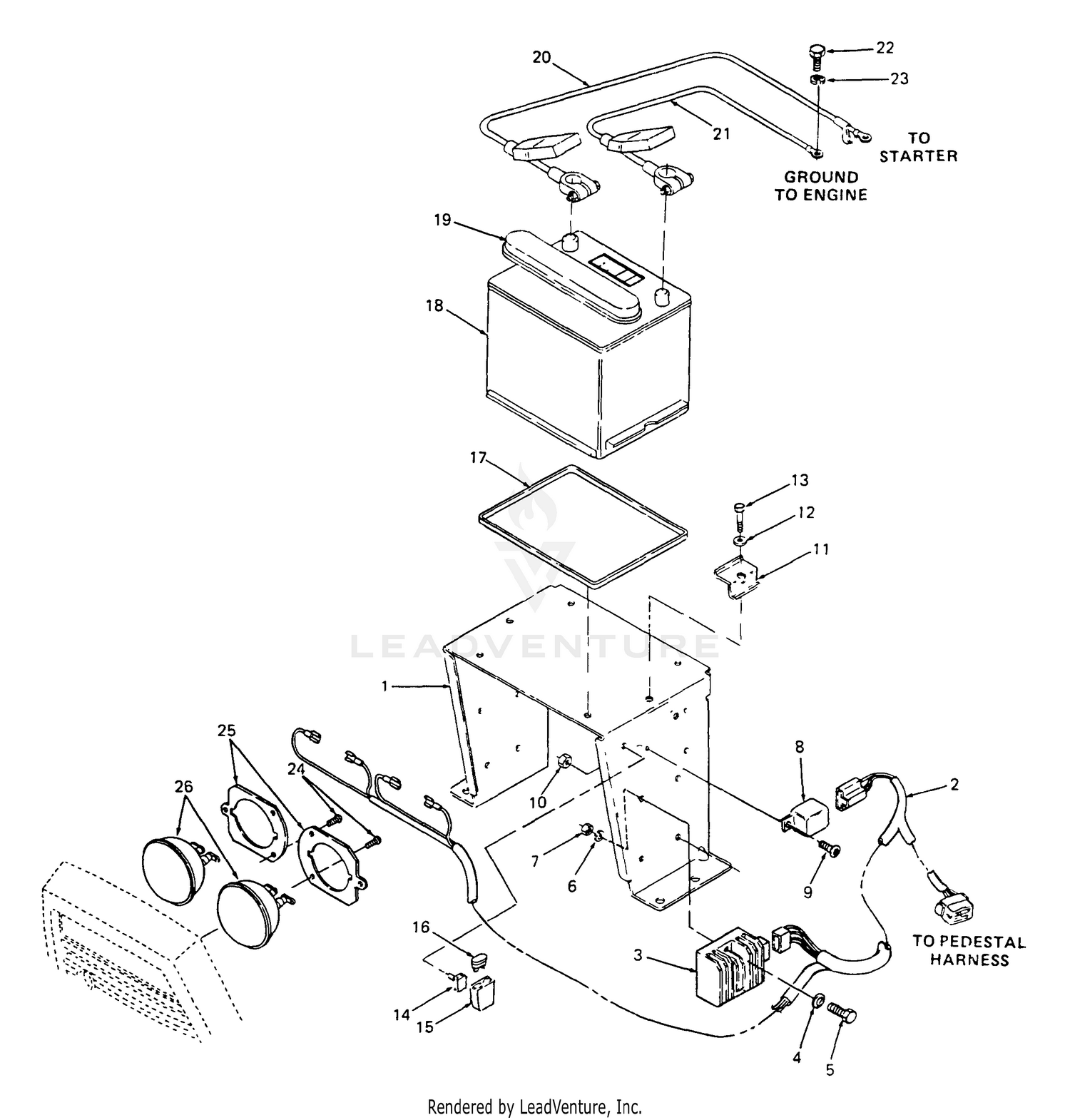 Battery, Battery Tray And Electrical Components