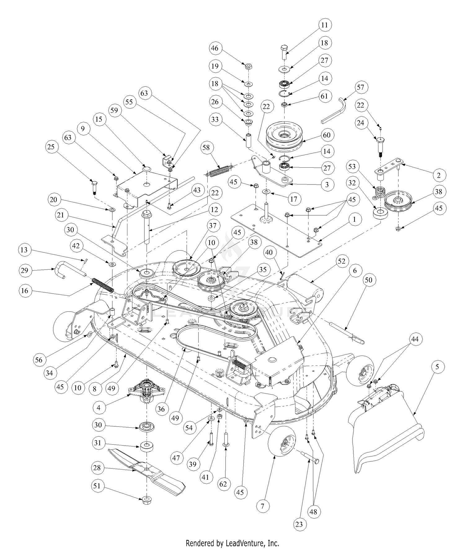 Cub Cadet Z-Force 44 B&S 53AA5A6L710 53AA5A6L712 Deck 44 Idler Driven