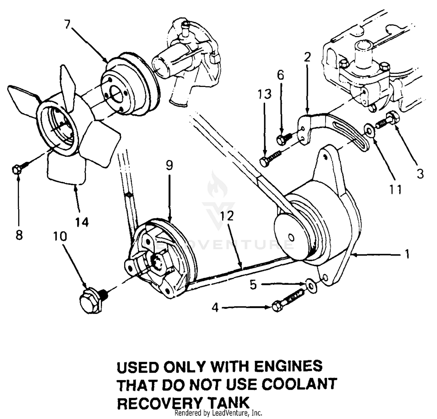 Alternator, Belt, Pulley & Fan I