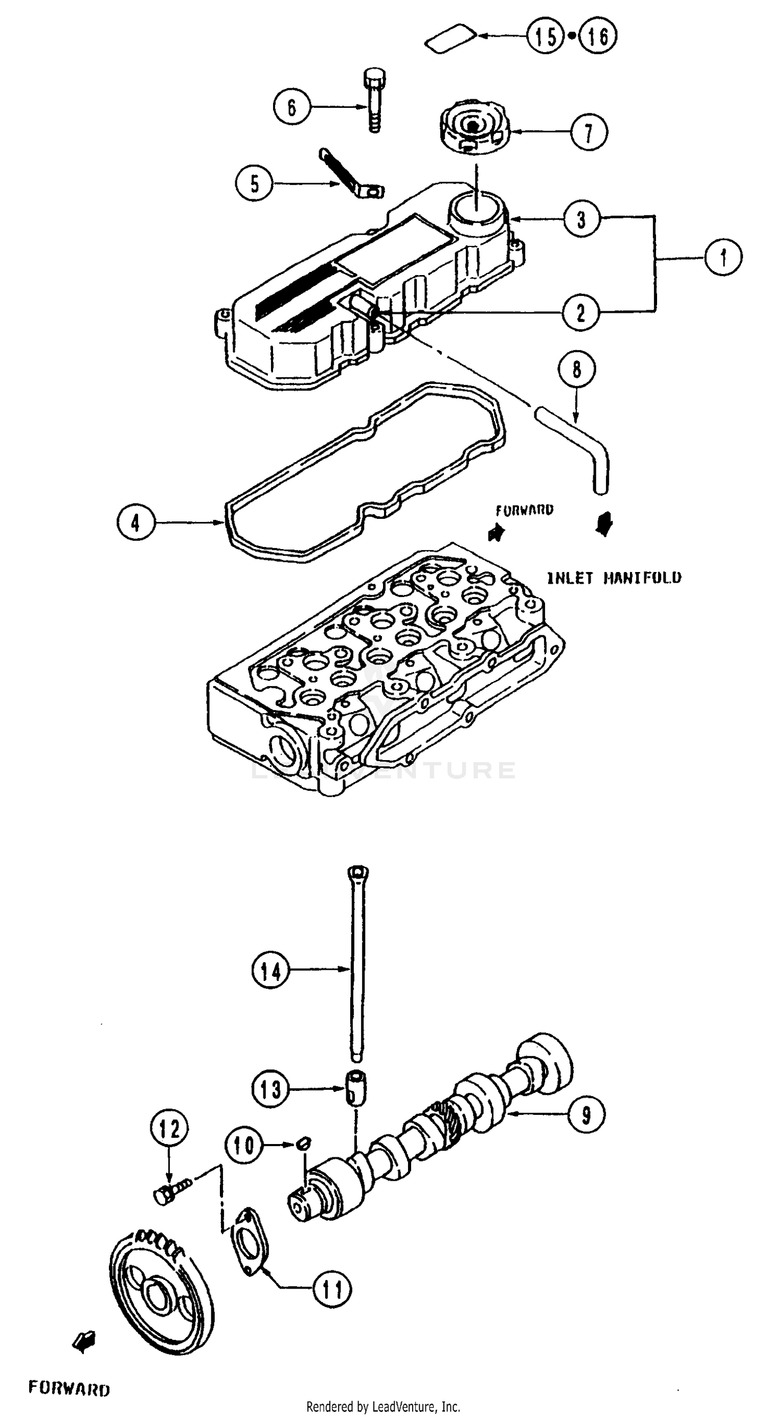 Rocker Cover & Camshaft Gear Drive 26 HP Engine