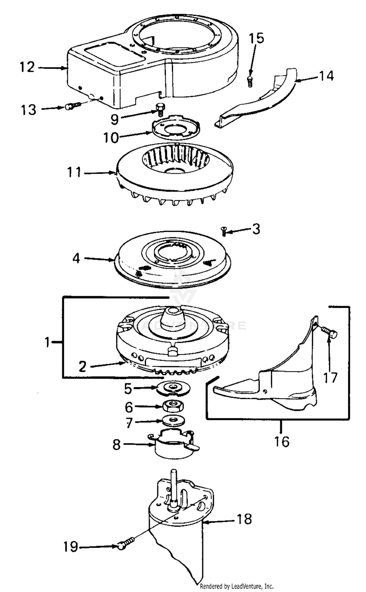 Engine Flywheel, Ring Gear, Blower Housing & Screen