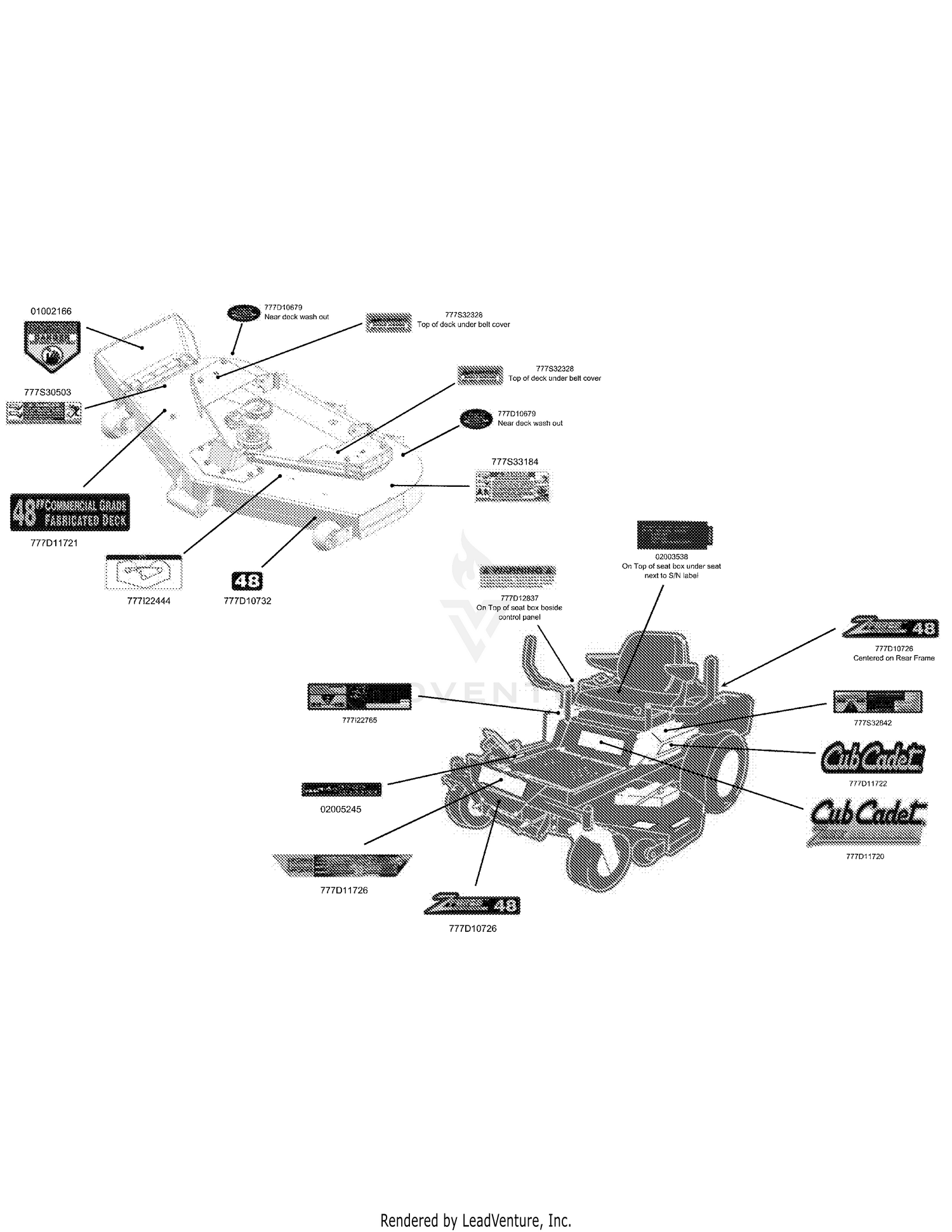 Cub Cadet Z Force 48 Kohler 17af3agv 17af3agv009 17af3agv010 17af3agv210 17af3agv710 Decal Map