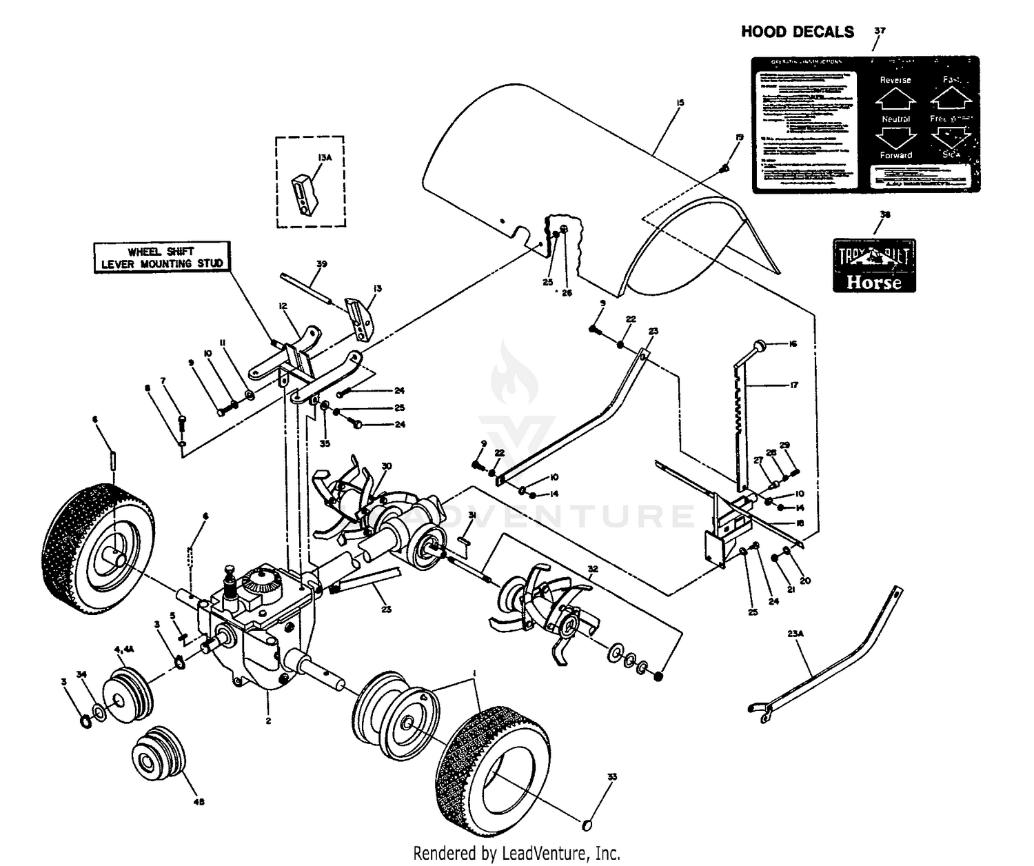 TINES, HOOD, WHEELS & DEPTH REGULATOR