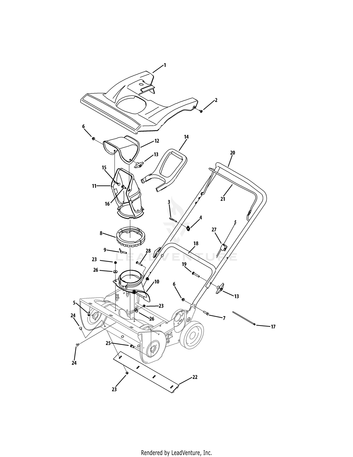 Shroud, Chute, Handle & Auger Housing