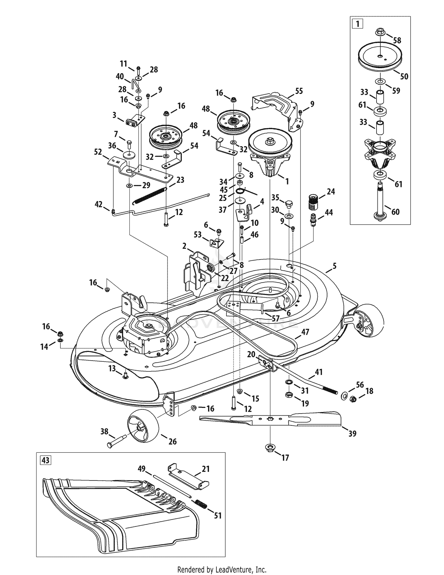 Troy Bilt 13AX78KS066 Bronco 2010 Mower Deck 42 Inch