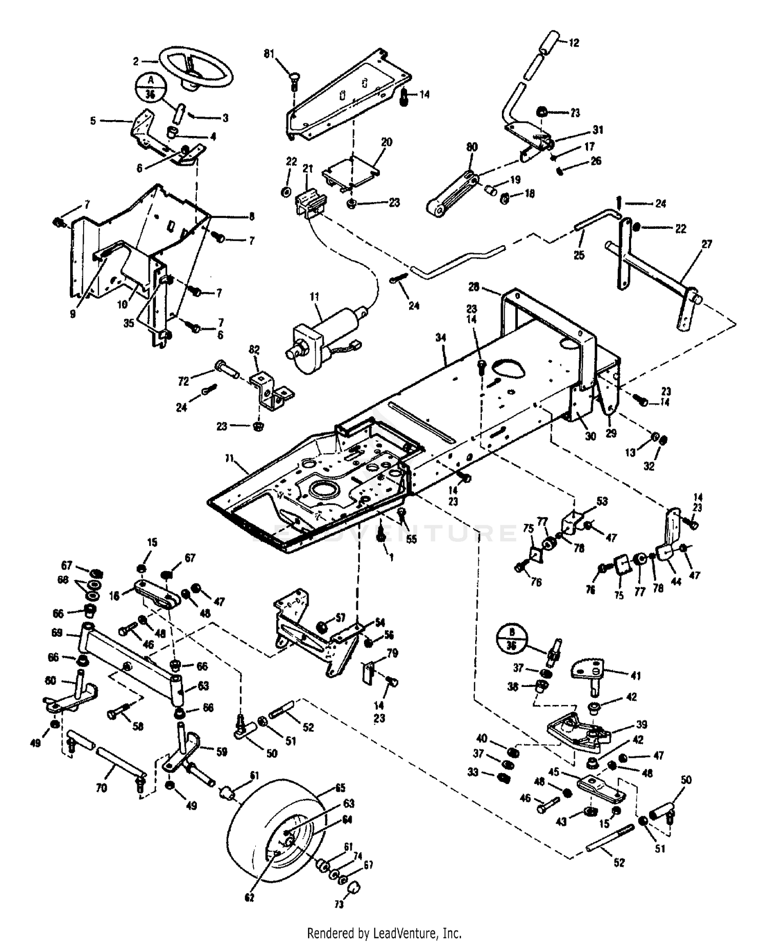 FRAME, LIFT & STEERING ASSEMBLY