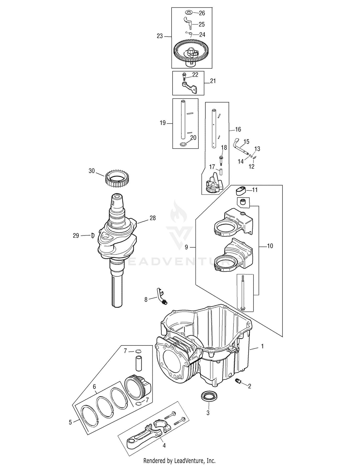 Engine SV540-0020 Crankcase & Crankshaft