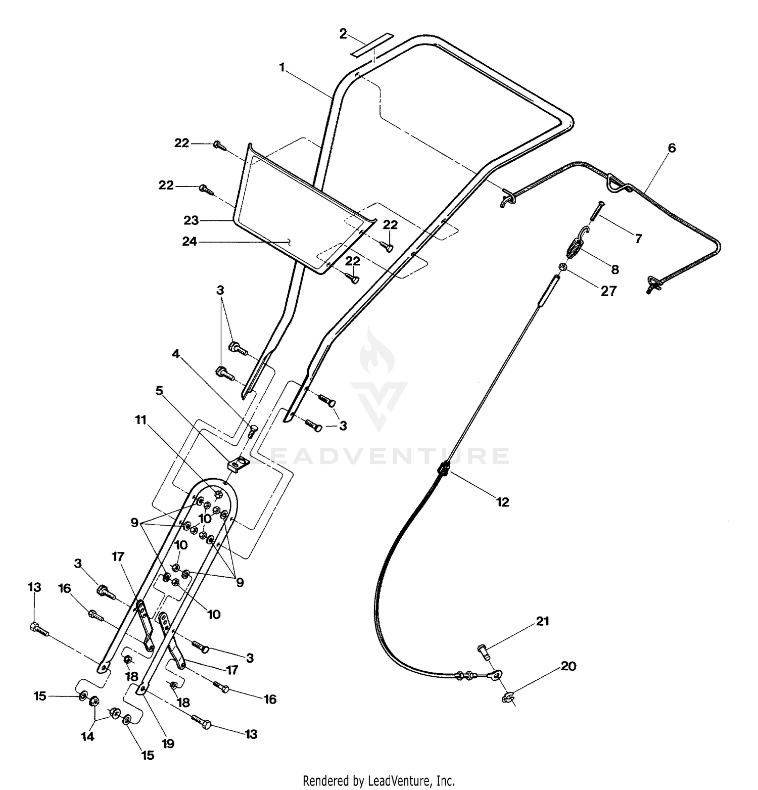 Handlebars, Clutch Cable And Handlebar Mounting Hardware