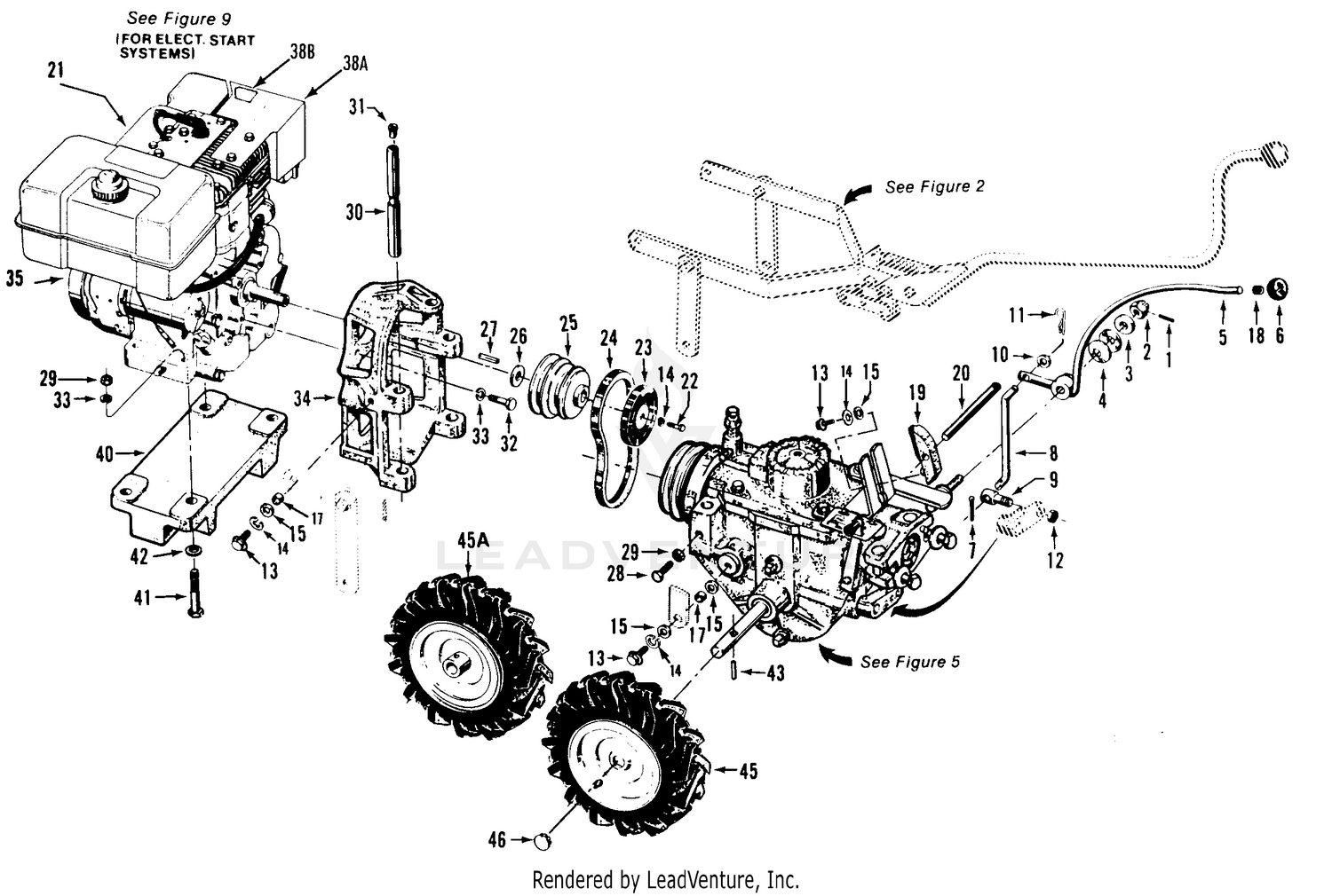 Wheel Speed Lever, Belt Drive System, Engine, Wheels