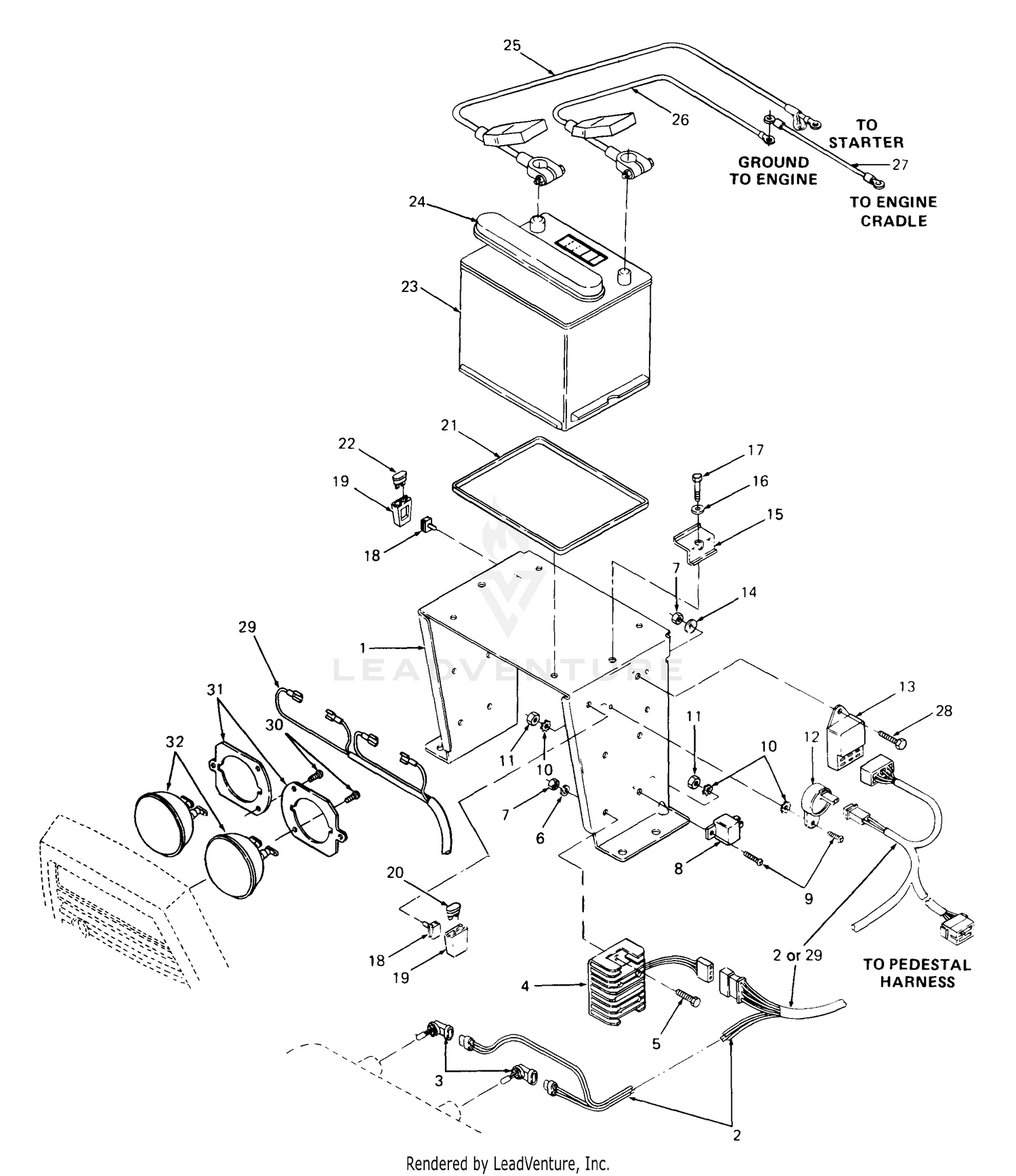 Battery, Battery Tray & Electrical Components