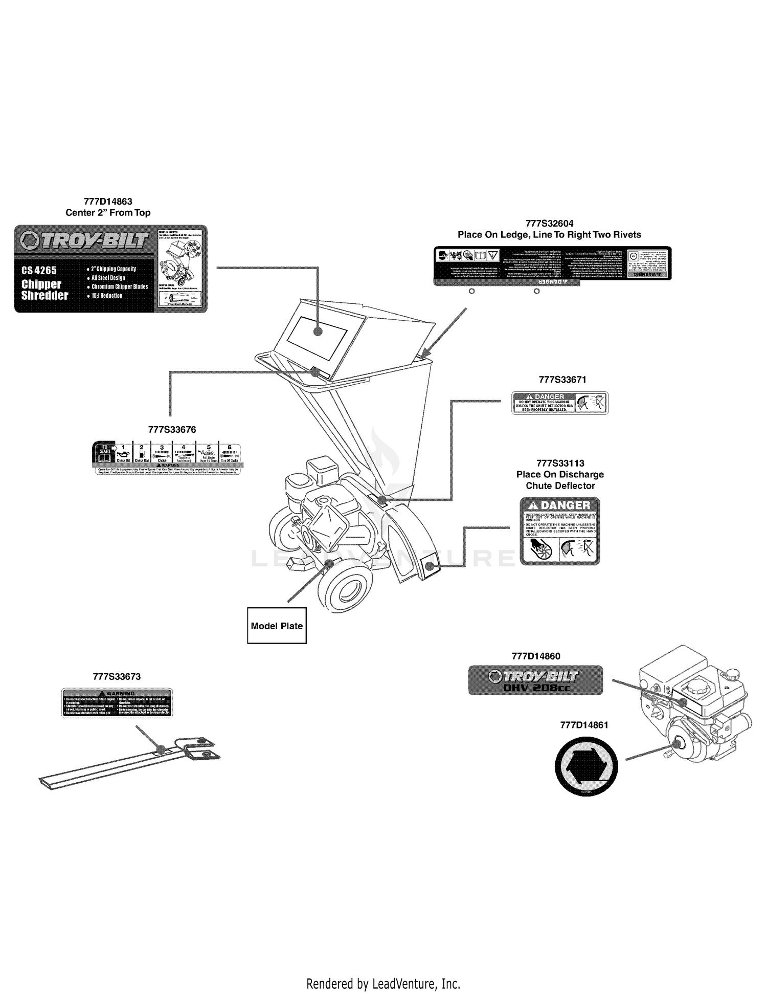 CS 4265 Chipper Shredder Label Map