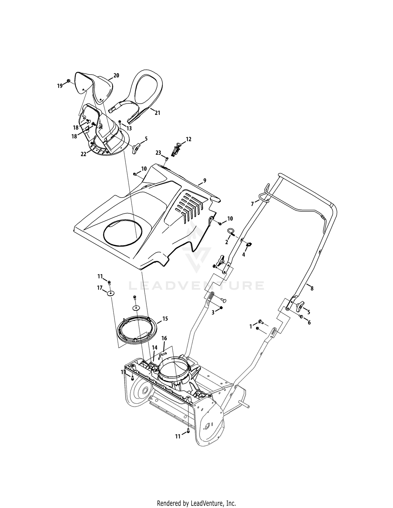 Shroud, Chute, & Handle