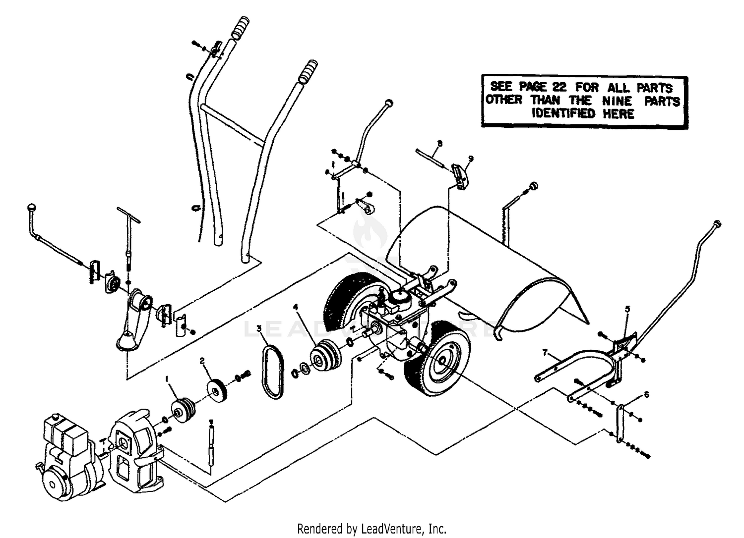 PULLEY, BELT, CLUTCH CONTROL FOR 4-SPEED MODELS