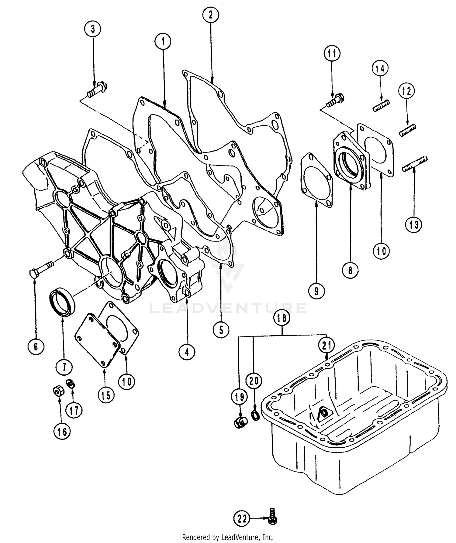 Oil Pan & Gear Case 26 HP Engine