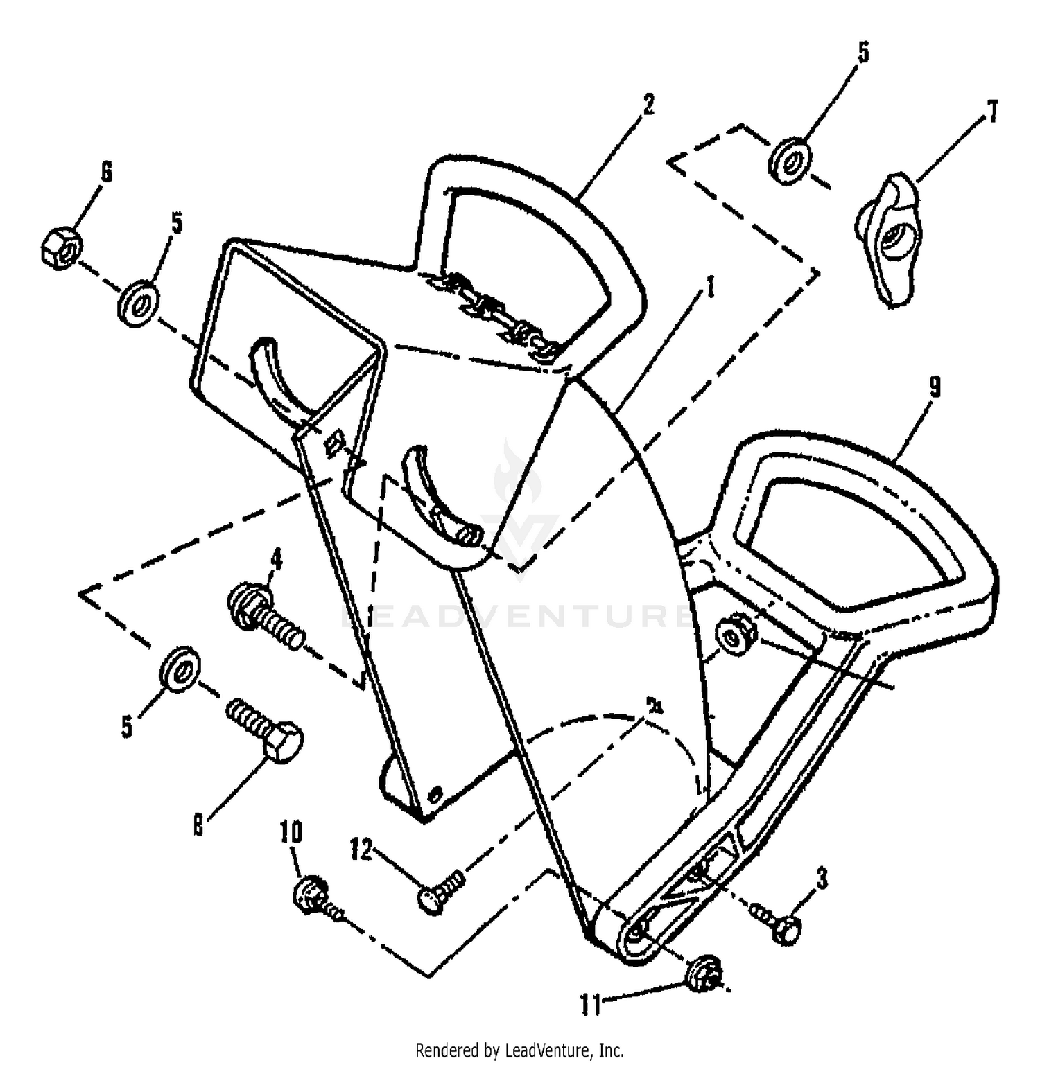 DISCHARGE CHUTE, DEFLECTOR CONTROL HANDLE