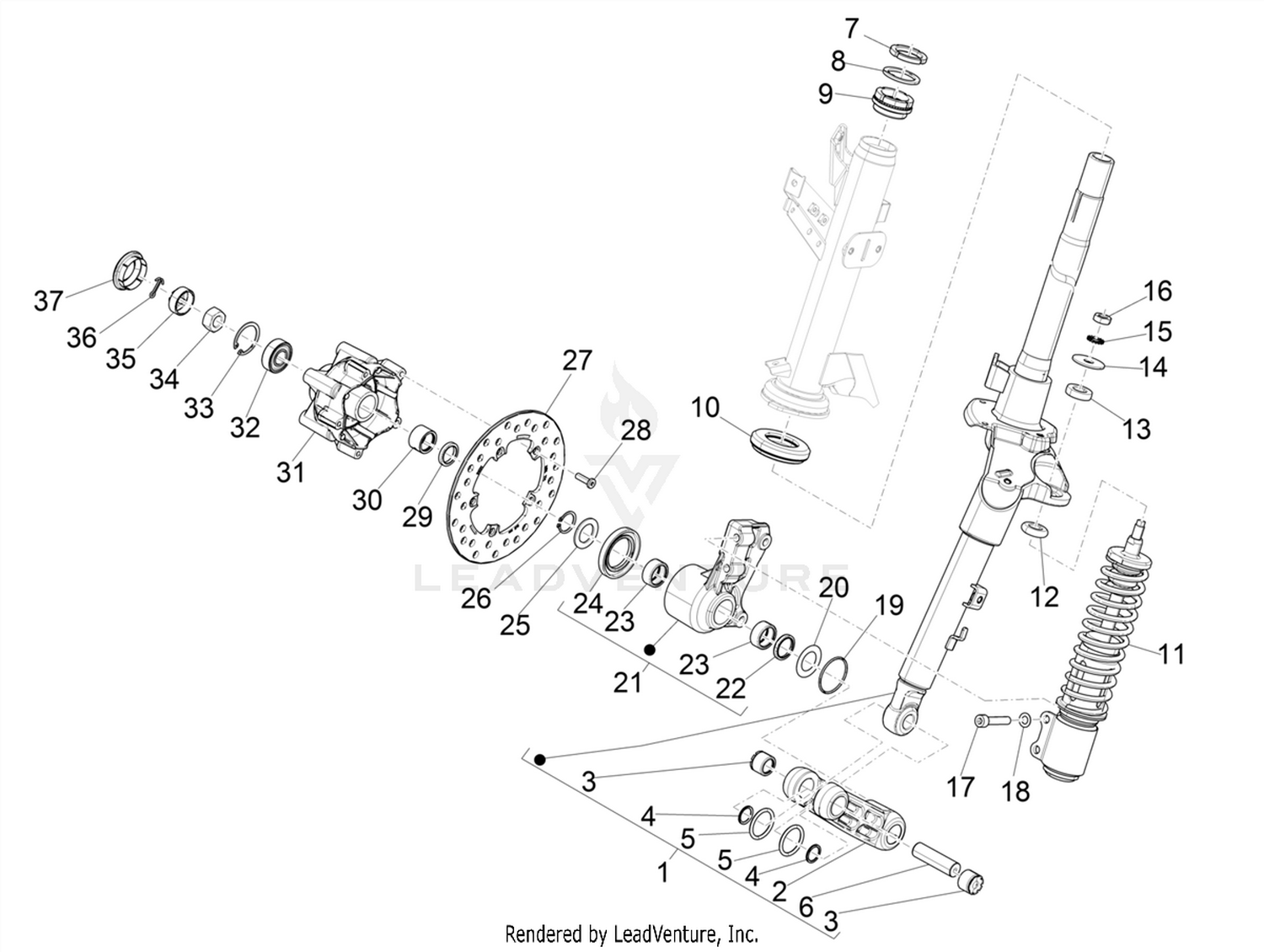 Fork/steering tube - Steering bearing unit