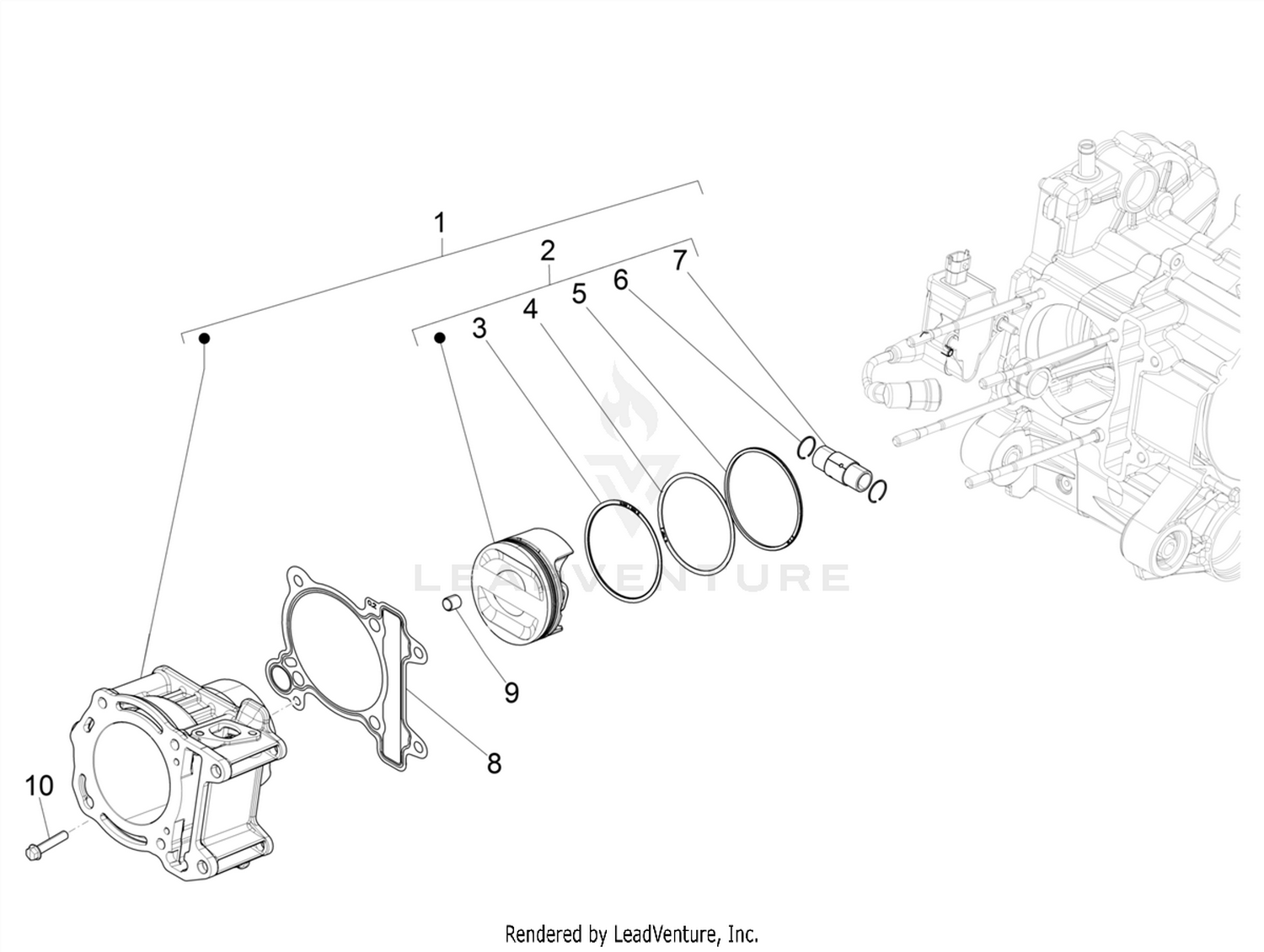 Cylinder-piston-wrist pin unit