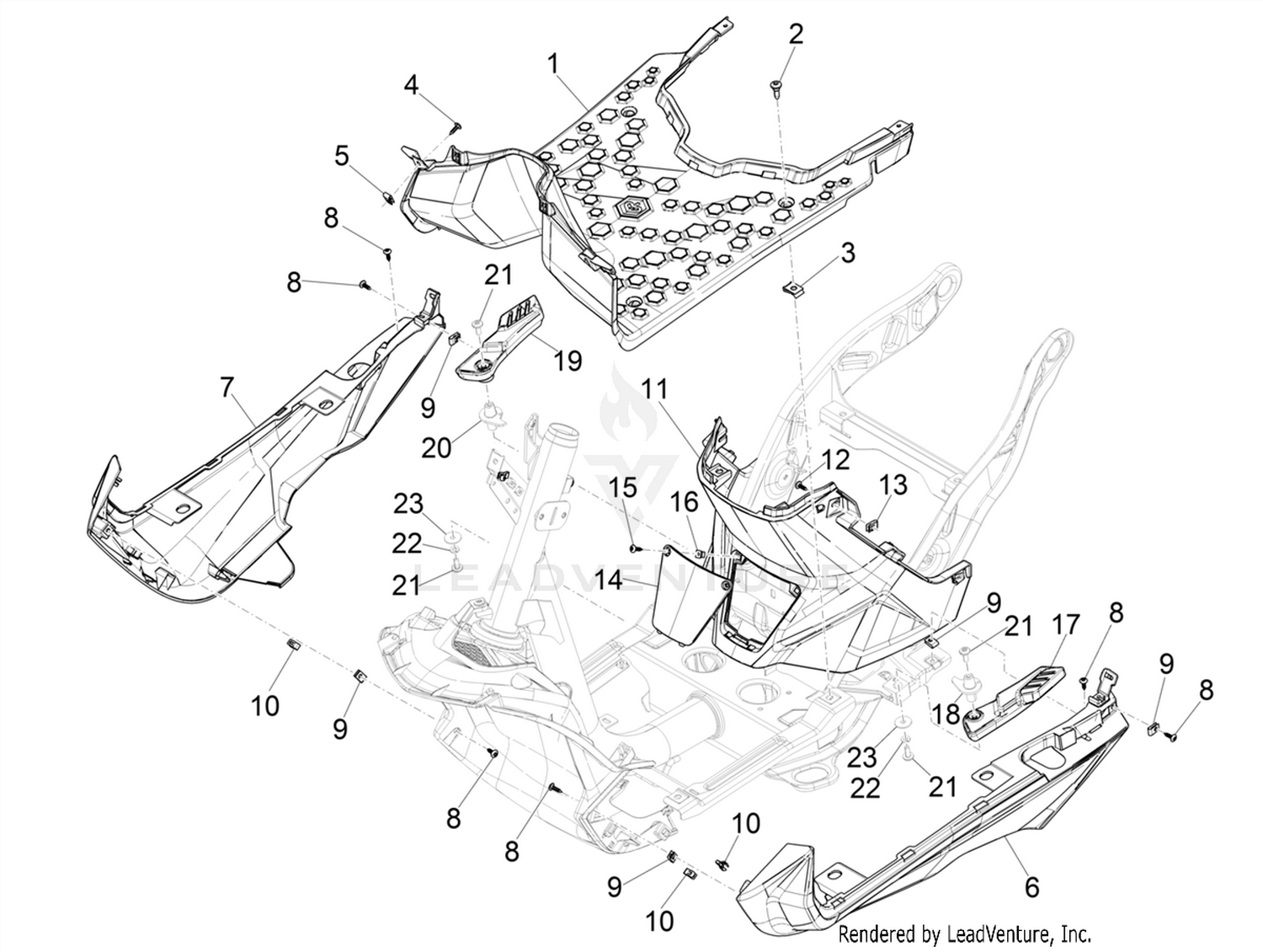 Central cover - Footrests