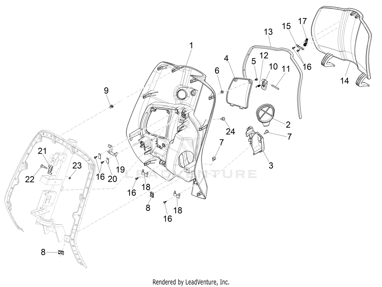 Front glove-box - Knee-guard panel