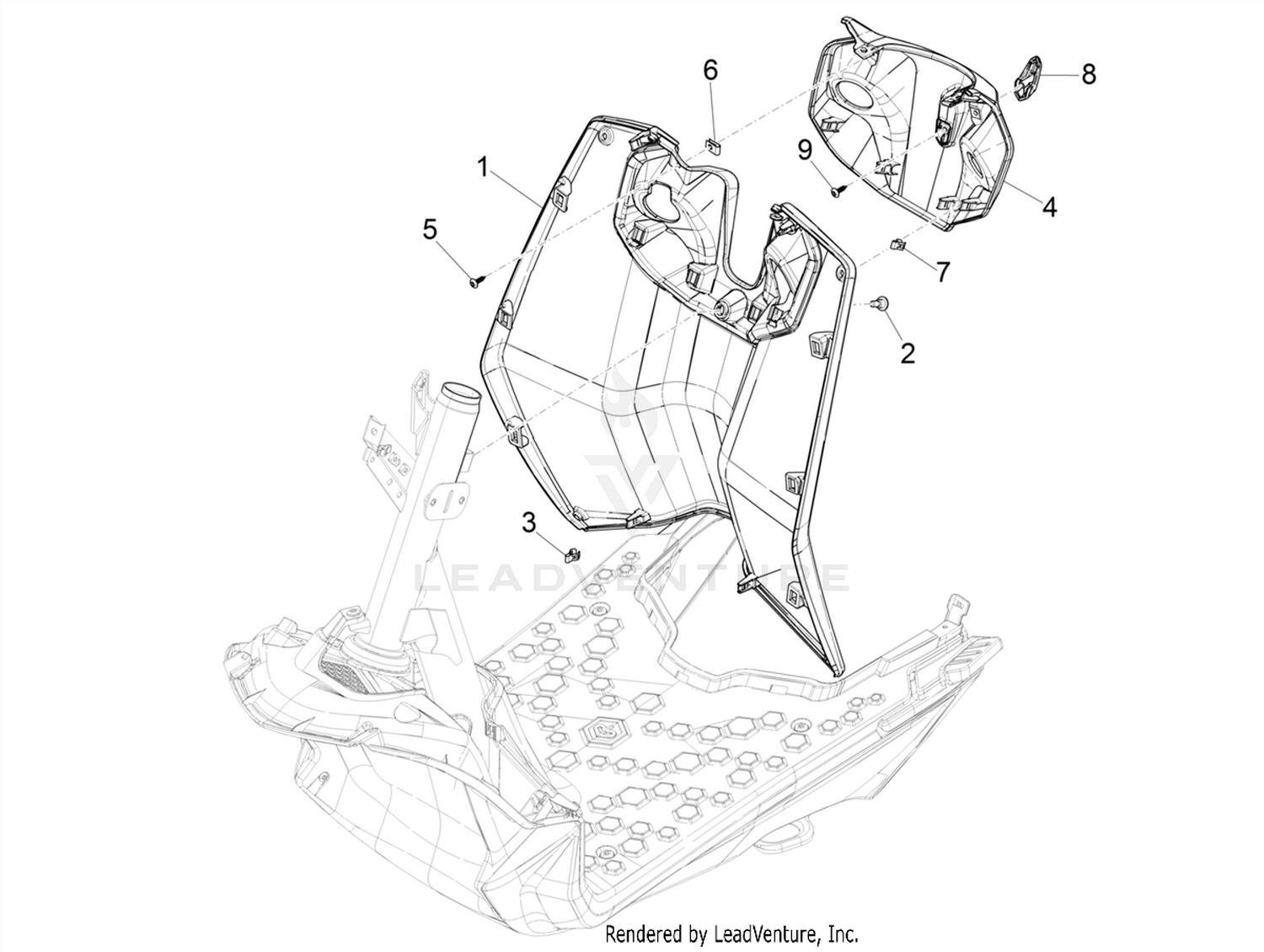Front glove-box - Knee-guard panel