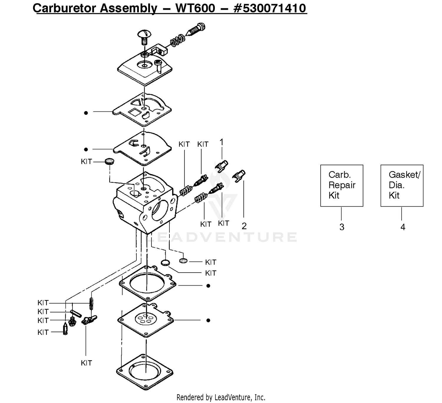 Carburetor Assembly - PN 530071410 - WT600