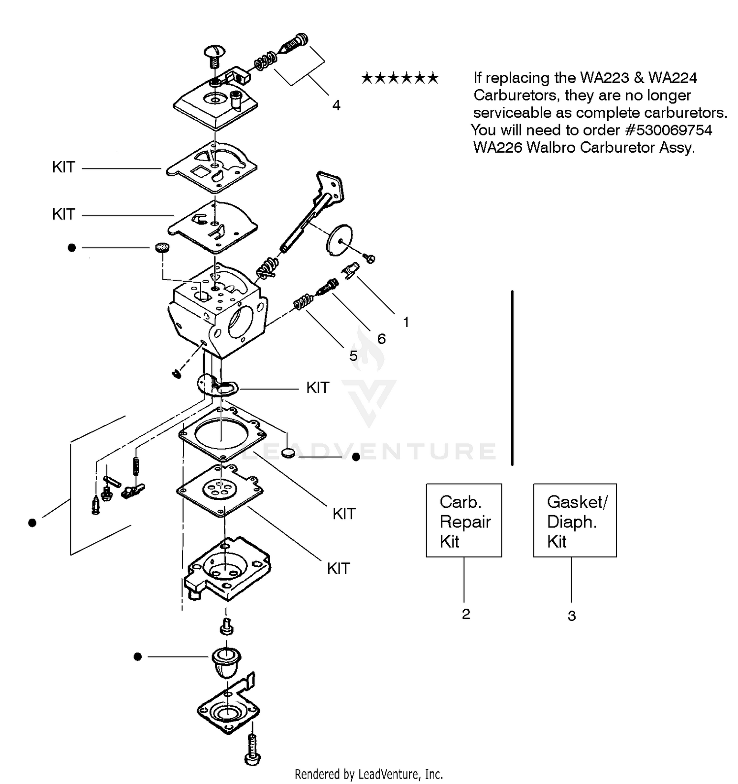 Carburetor Assembly (WA223) P/N 530069839