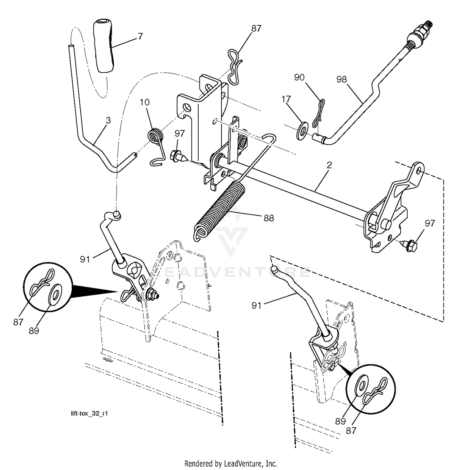 MOWER LIFT LEVER