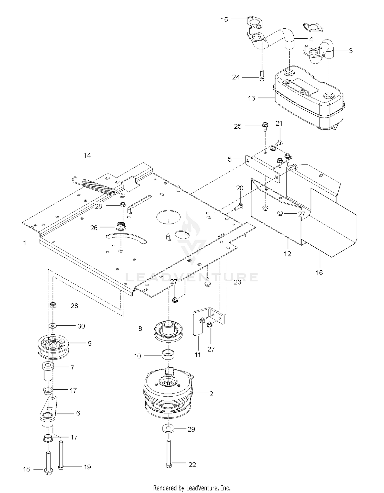 ENGINE MOUNTING, GUARDS & MUFFLER