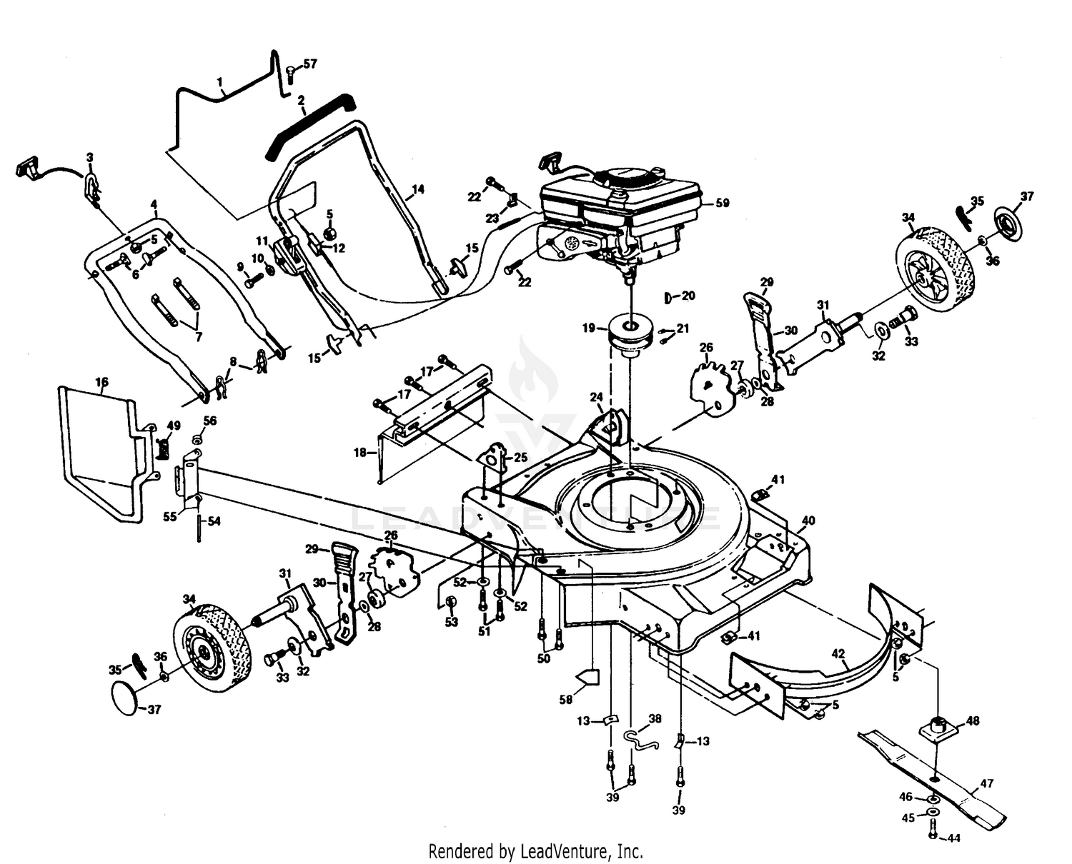 MOWER HOUSING, ENGINE B/S 124702
