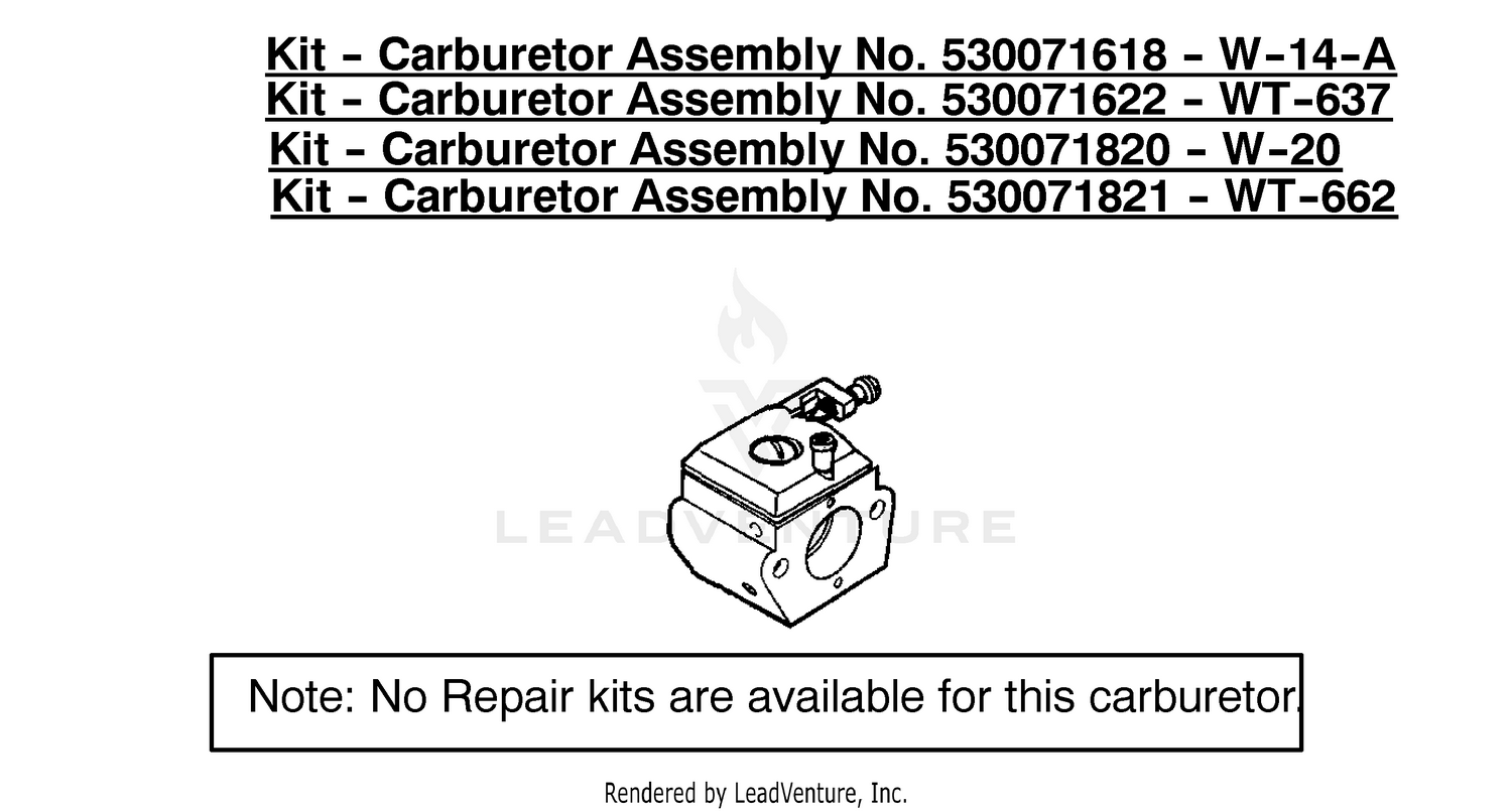 Kits - Carburetor Assembly 530071618/530071622/530071820/530071821