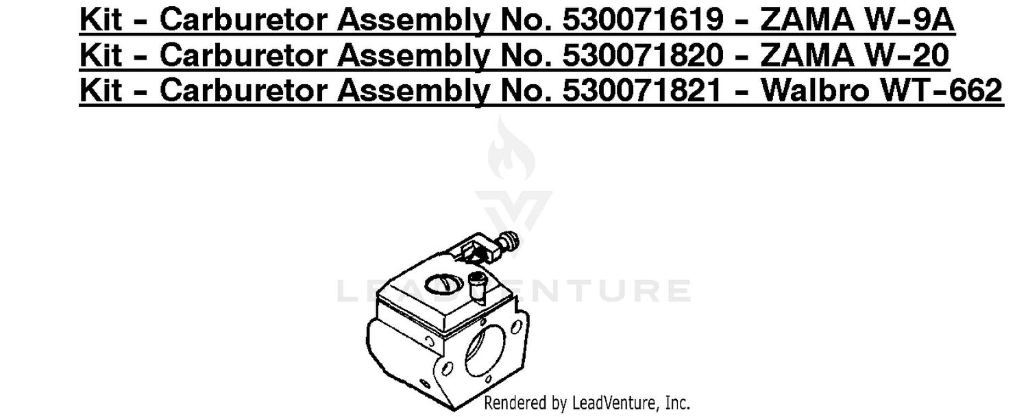 Kit - Carburetor Assembly