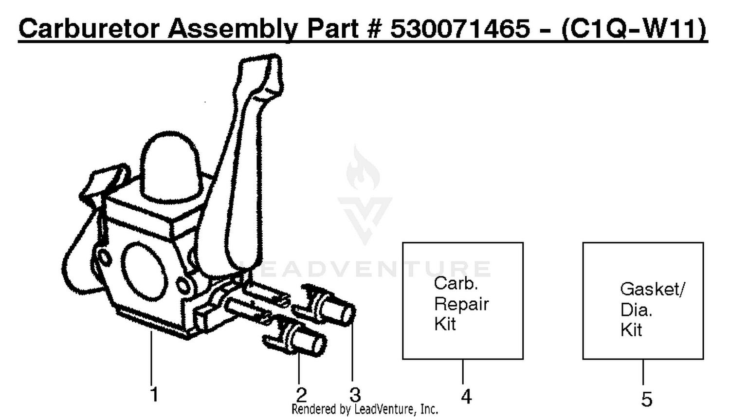 Carburetor Assembly (C1Q-W11) P/N 530071465 Type 2 & 3