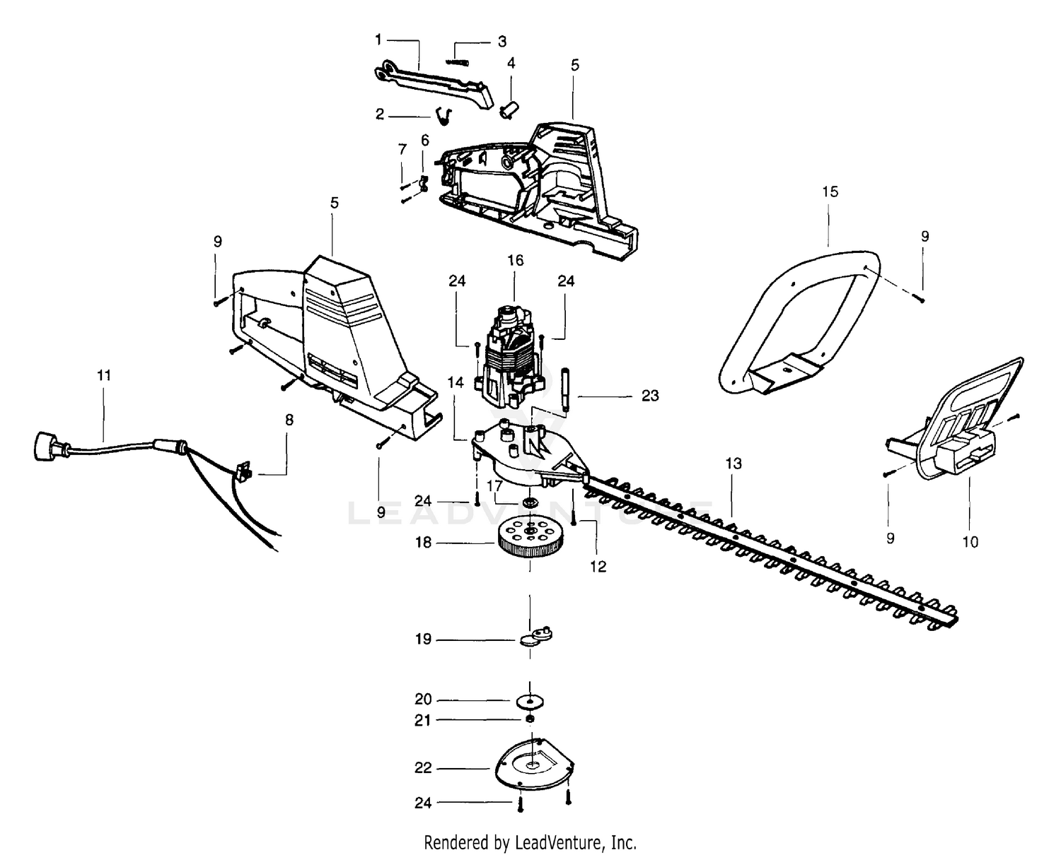 Electric Hedgetrimmer Assembly