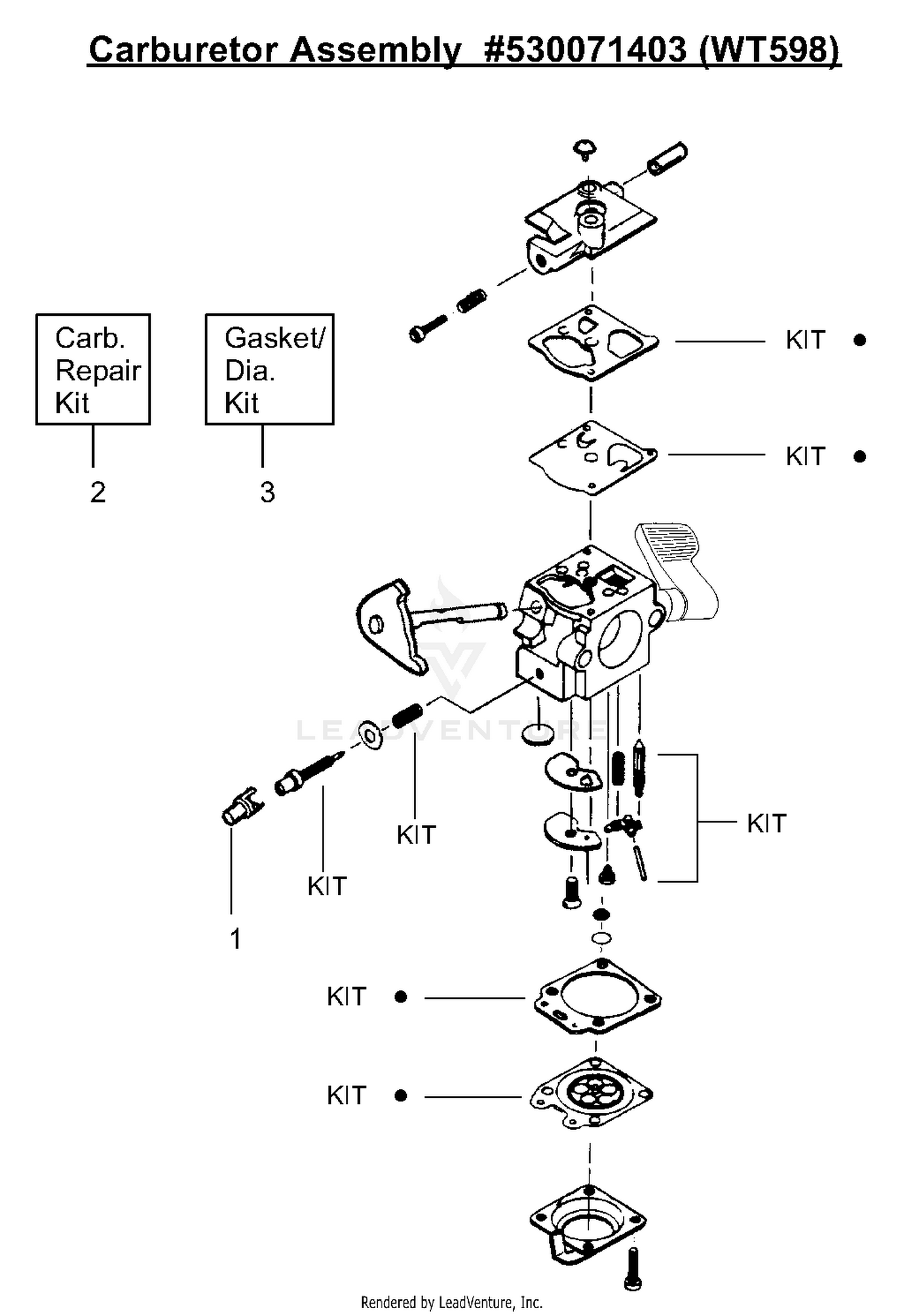 Carburetor Assembly (WT598) P/N 530071403