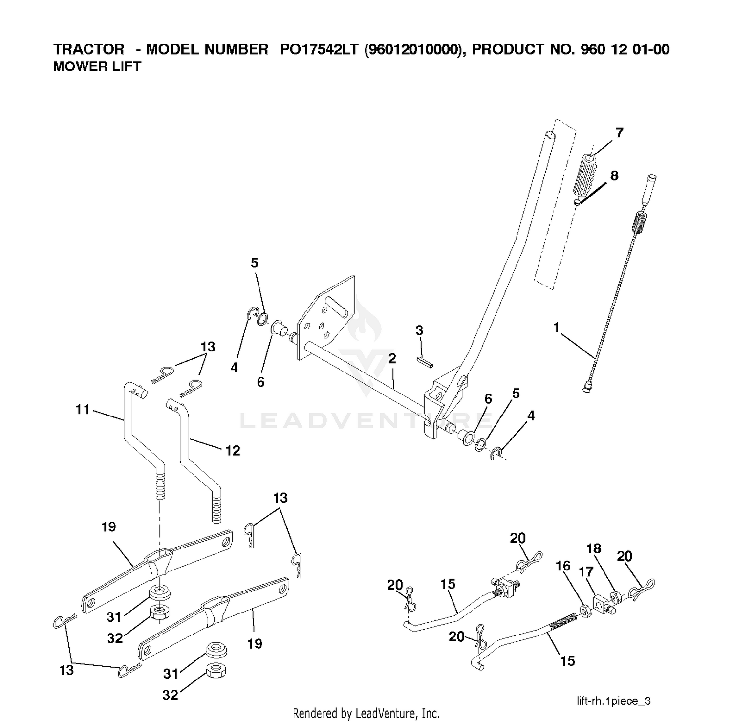 MOWER LIFT LEVER