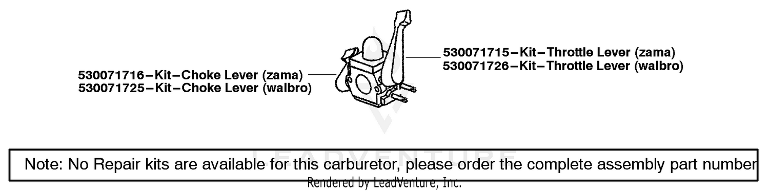 Carburetor Assembly (WALBRO WT-606) P/N 530071775