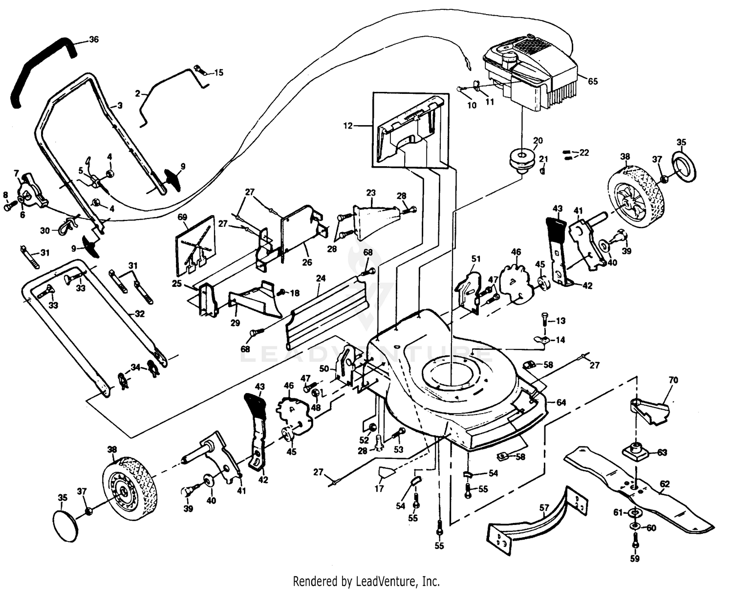 MOWER HOUSING, ENGINE B/S 124802