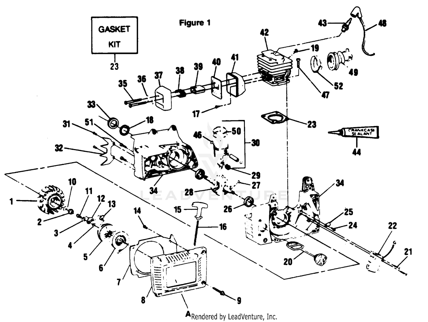 CRANKSHAFT/ROD, IGNITION,FLYWHEEL, PISTON, & STARTER
