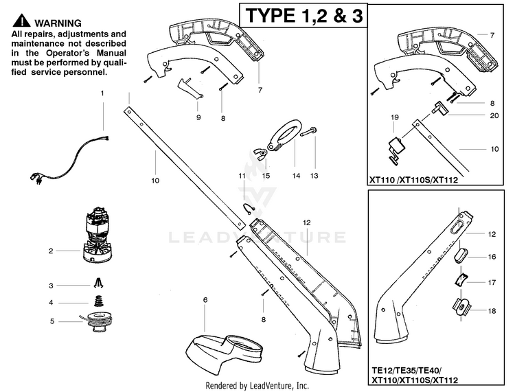 Weed Eater SG12 Electric Trimmer Type 1, SG12