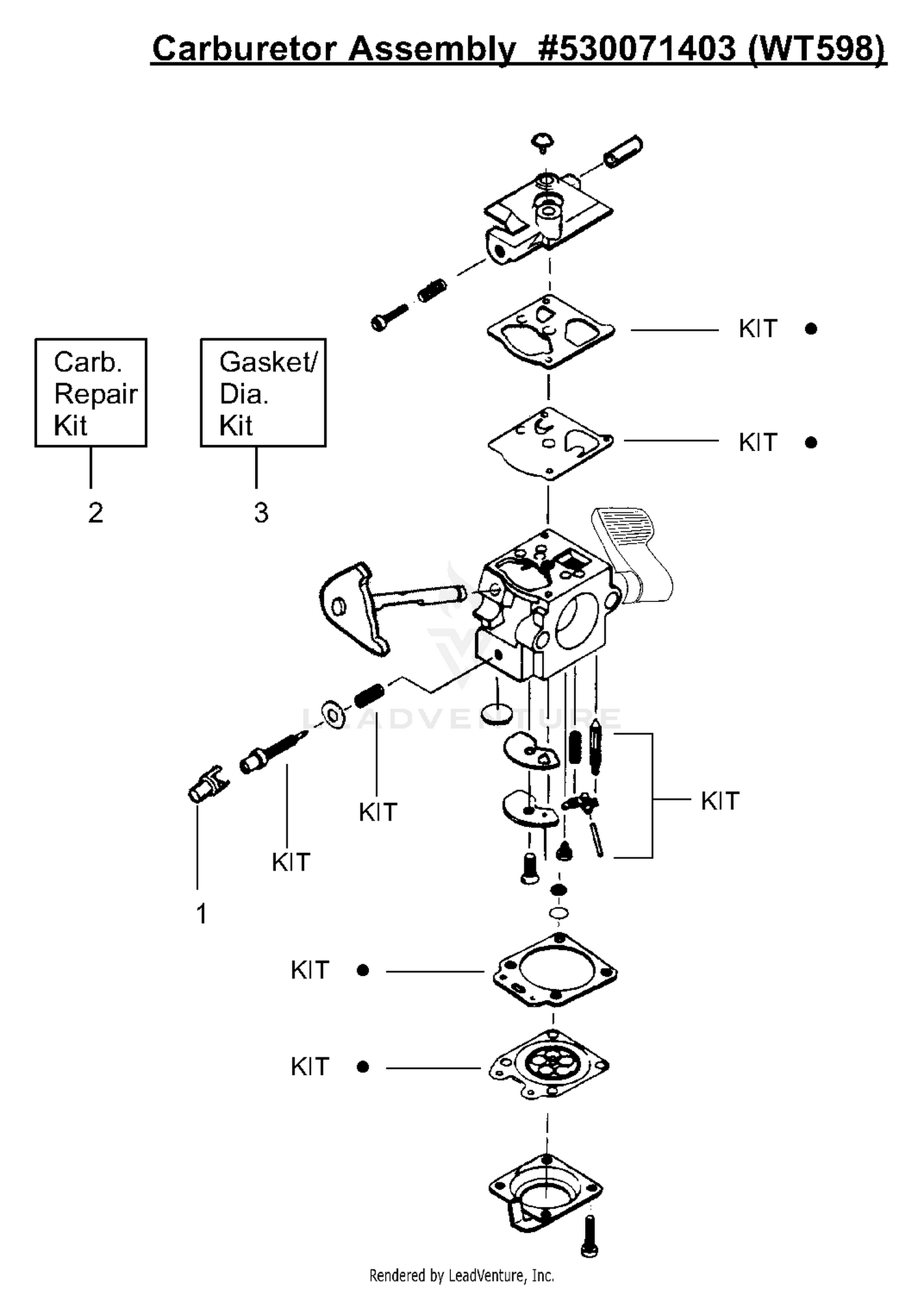 Carburetor Assembly (WT598) P/N 530071403